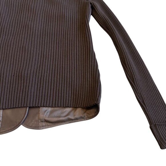 Karen Kane Lamb Leather Merino Wool Button Down Jacket Sweater Knit Size Medium - Picture 7 of 9